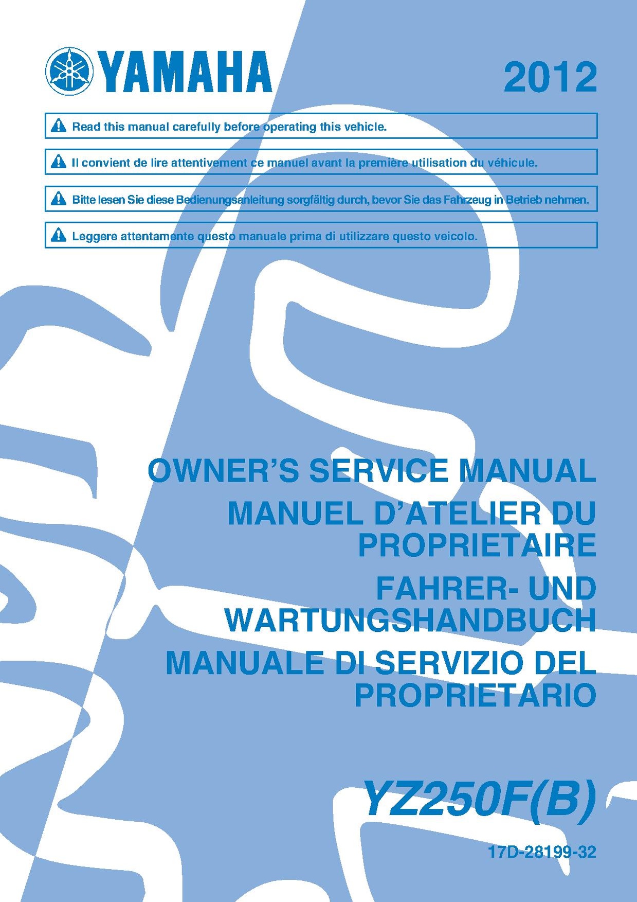 File:2012 Yamaha YZ250F Owners Service Manual.pdf