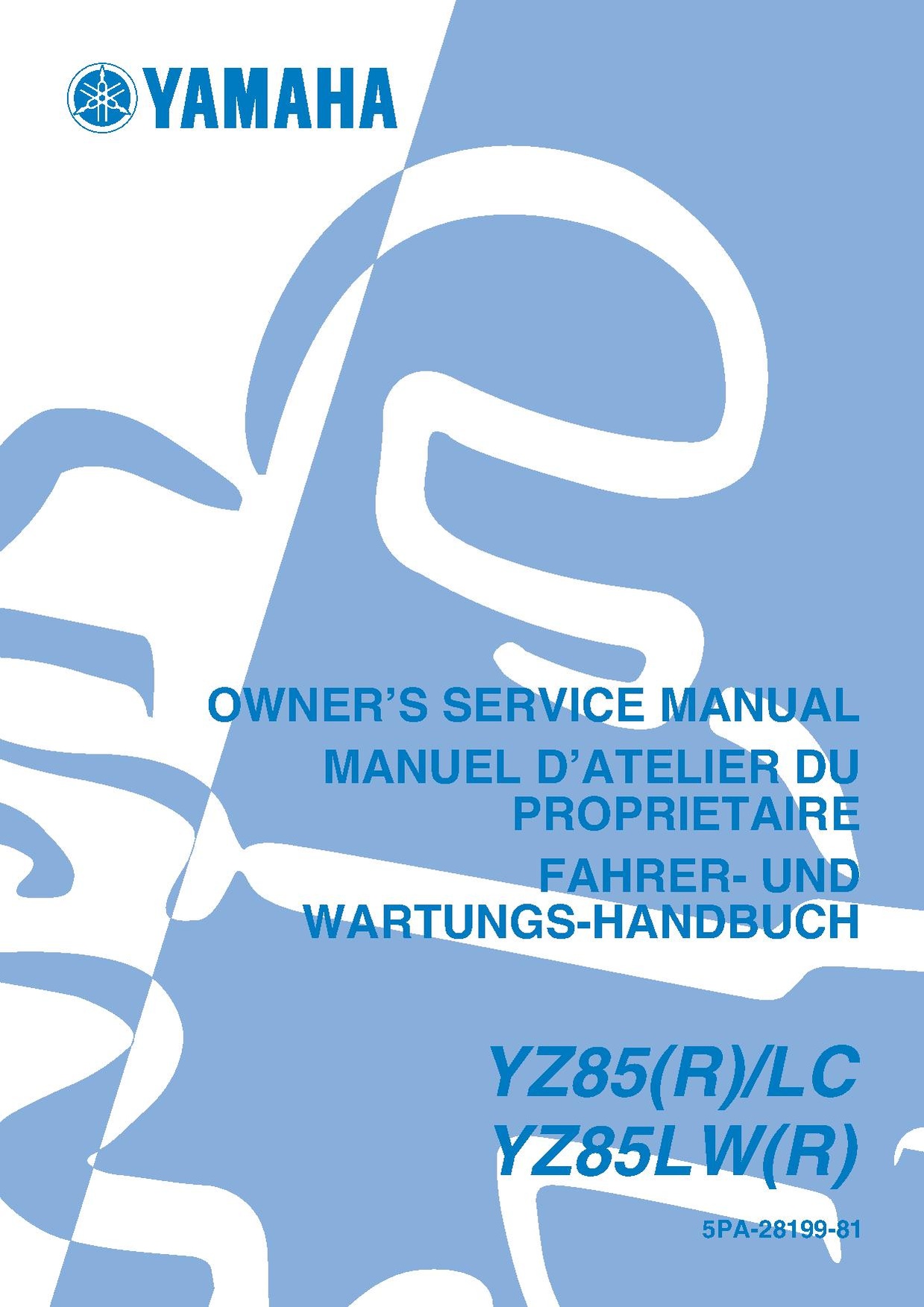 File:2003 Yamaha YZ85 (RLC) (LWR) Owners Service Manual.pdf