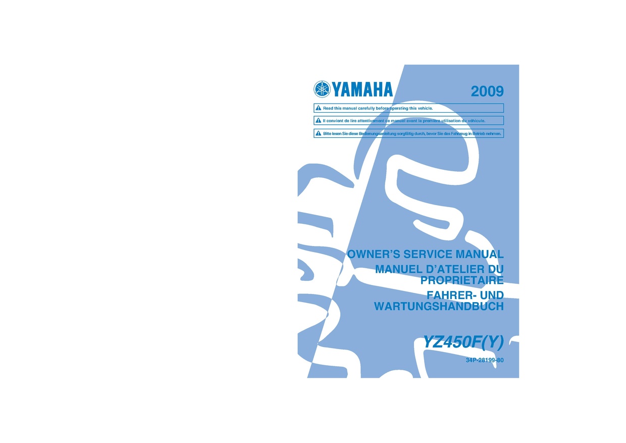 File:2009 Yamaha YZ450F Y Owners Service Manual.pdf