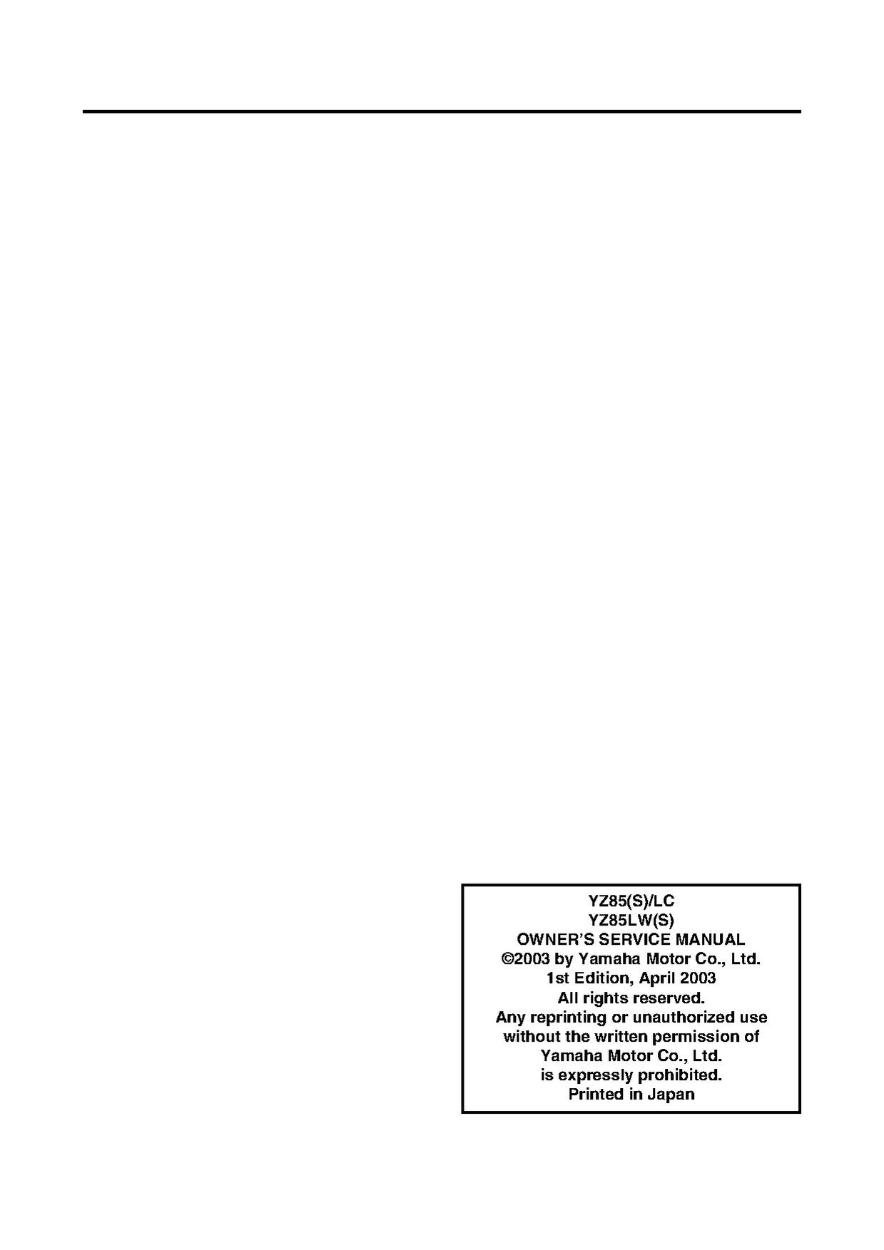 File:2004 Yamaha YZ85 Owners Service Manual.pdf