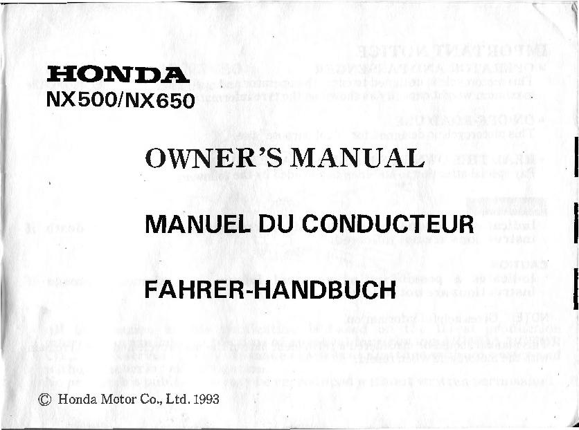 File:Honda NX650 NX500 Owners Manual 1993.pdf