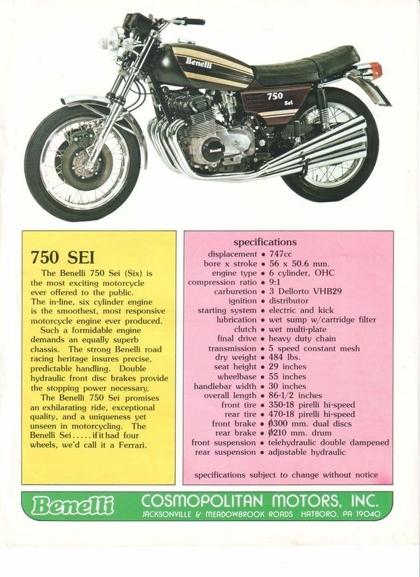 1977 Benelli 750 Sei