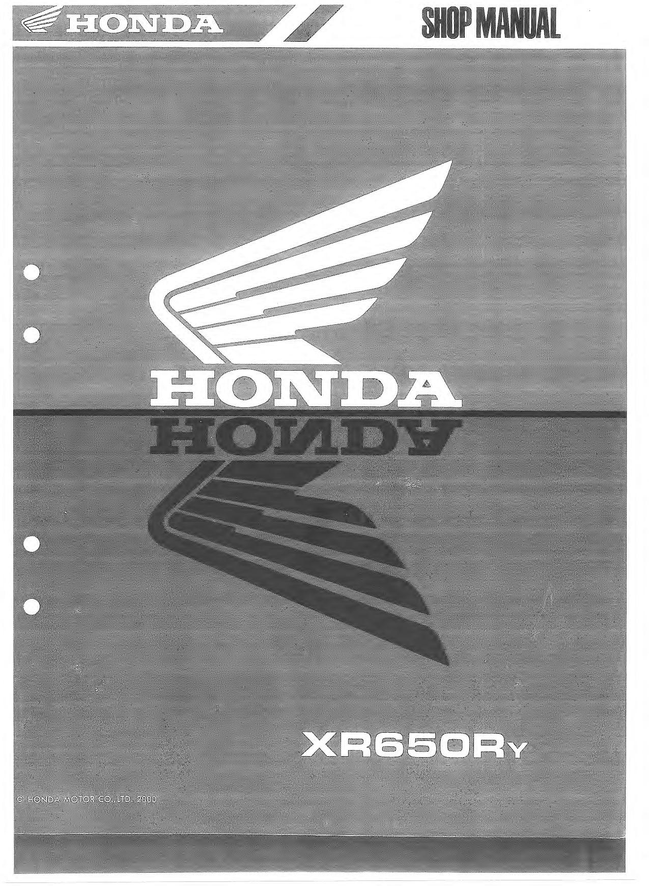 File:Honda XR650R service manual.pdf - CycleChaos