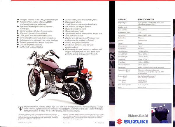 1988 Suzuki LS650 Savage Brochure Page 4