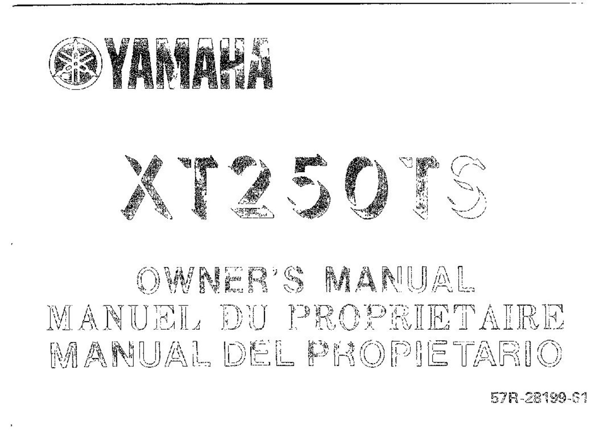 File:1986 Yamaha XT250T S Owners Manual.pdf - CycleChaos