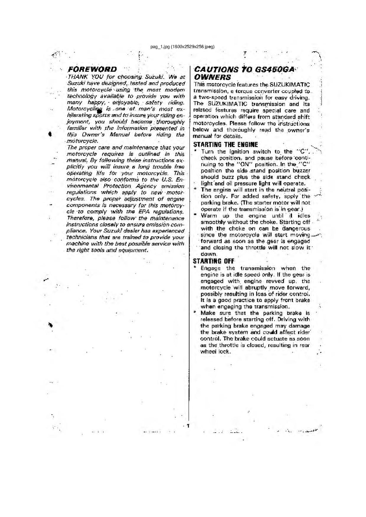 File:Suzuki GS450GA 1983 Owners Manual.pdf - CycleChaos