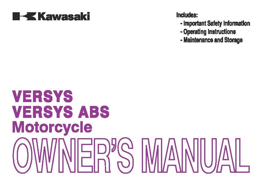 2013 Kawasaki Versys ABS owners manual