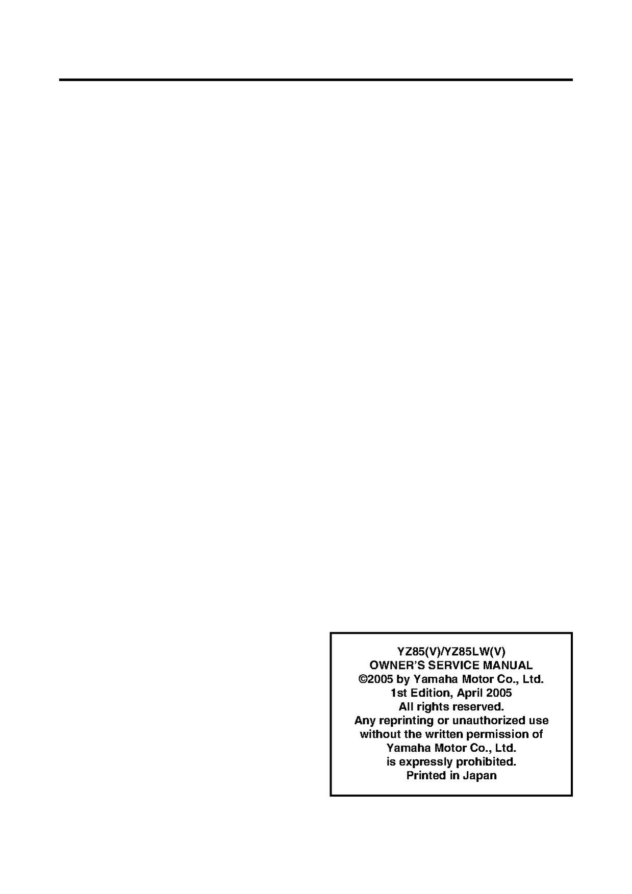 File:2006 Yamaha YZ85 Owners Service Manual.pdf