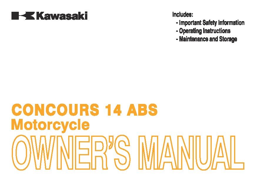 2013 Kawasaki Concours 14 ABS owners manual
