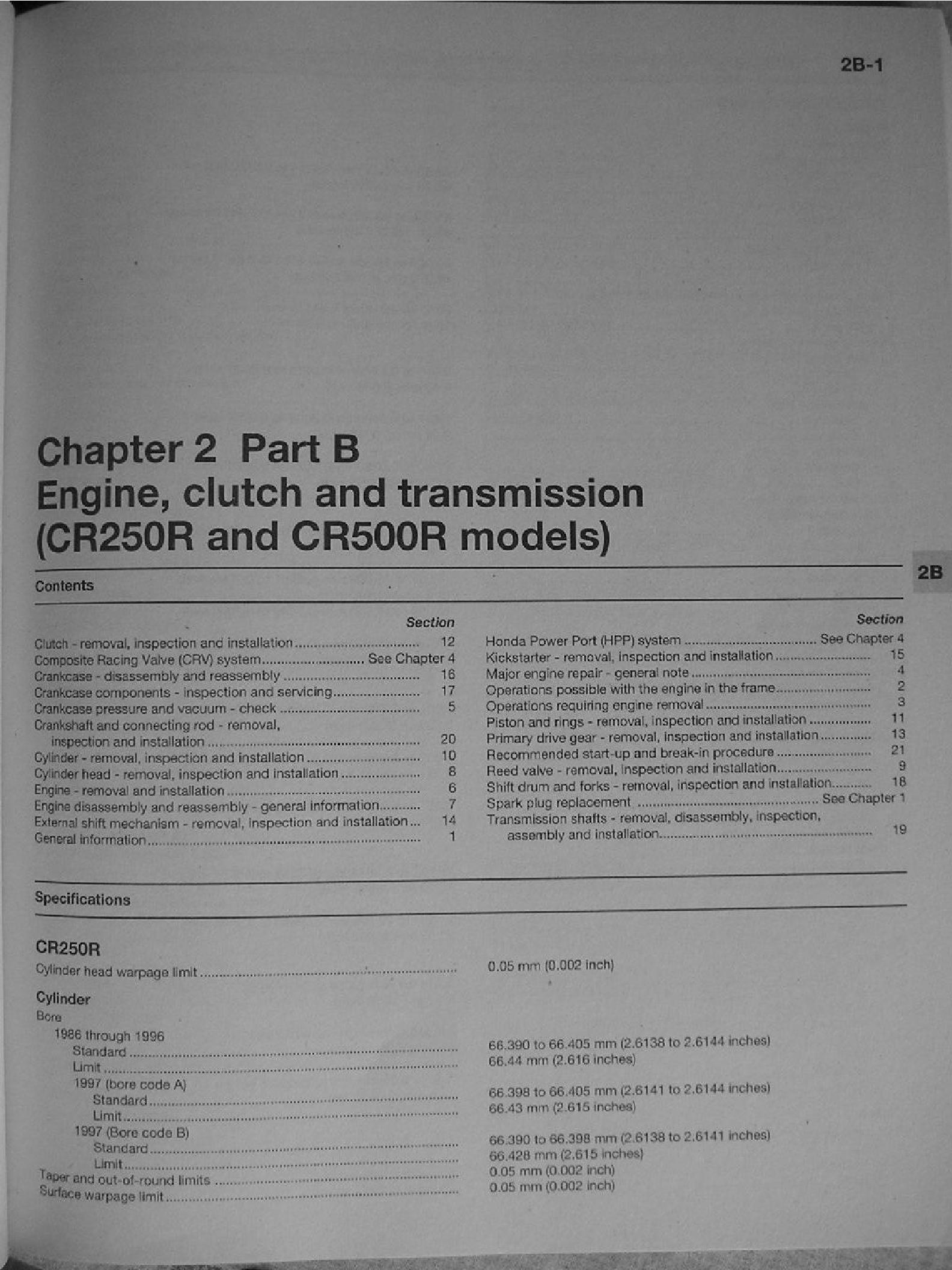 File:Honda CR250R CR500R 86-97 Service Manual.pdf - CycleChaos