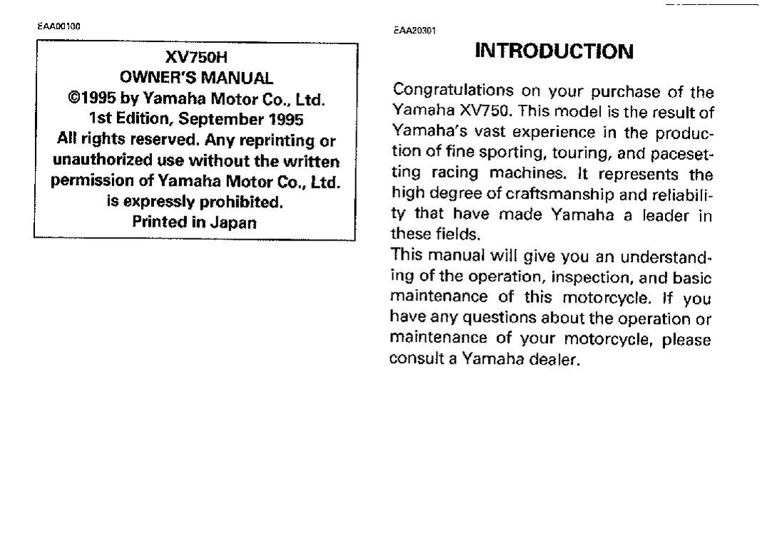 File:1996 Yamaha XV750 H Owners Manual.pdf