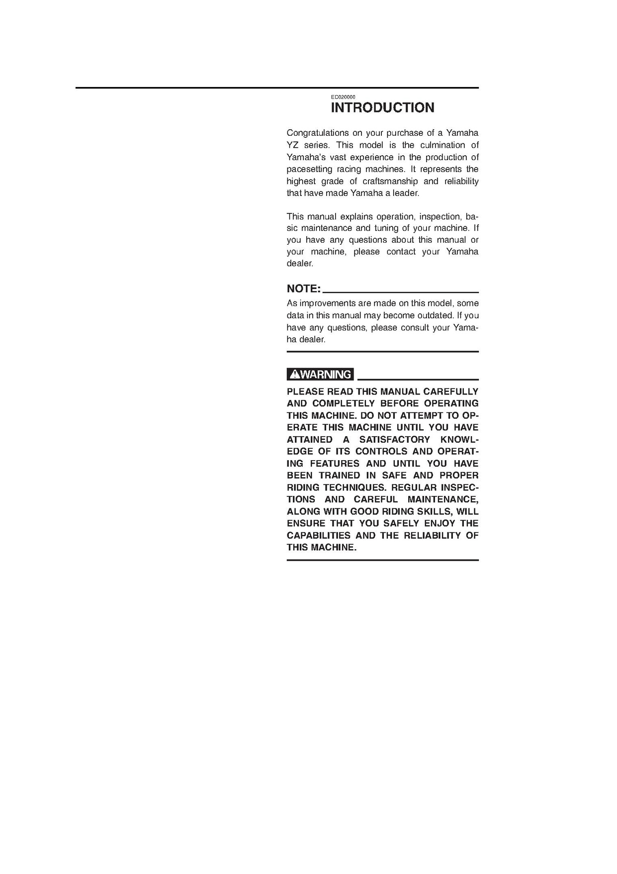 File:2002 Yamaha YZ125 (P) LC Owners Service Manual.pdf - CycleChaos